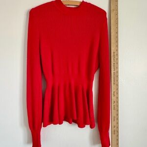 Alice Blue Vibrant Red Ribbed Blouse